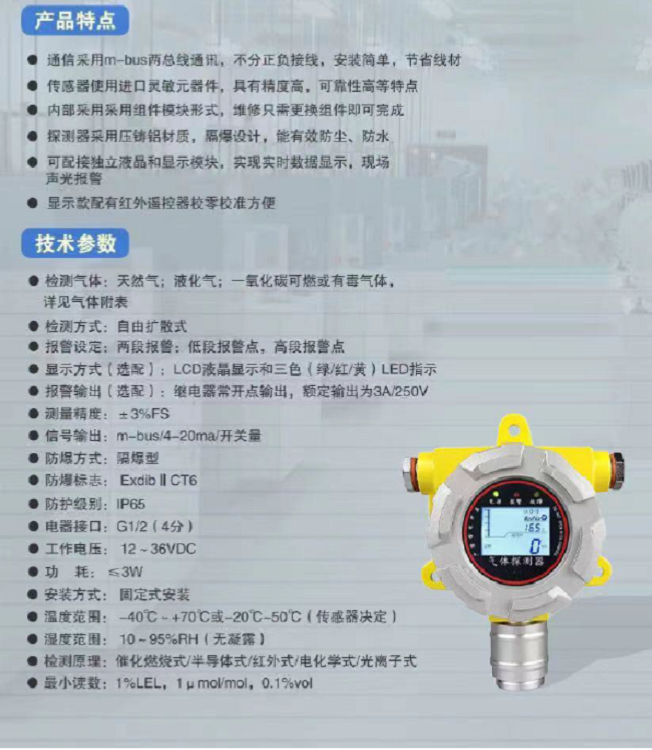 气体报警器/天然气检测仪/车间氧气可燃气体探测器报警器（可定制）（中西器材）M110050