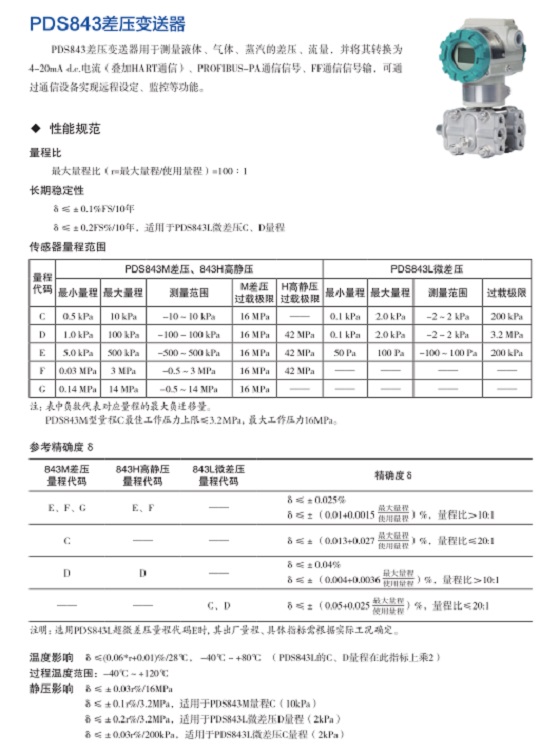 差压型*压力变送器（含三阀组）（PDS 443H-1DS0-A1DA-G61/G85已经停产，此型号为升级替代款）PDS843MH-1DS01-A1DA/G61 G85-NB5ML/D2