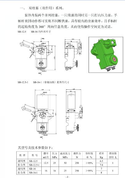 液压泵手动泵 组合型WH306-SB-16-1