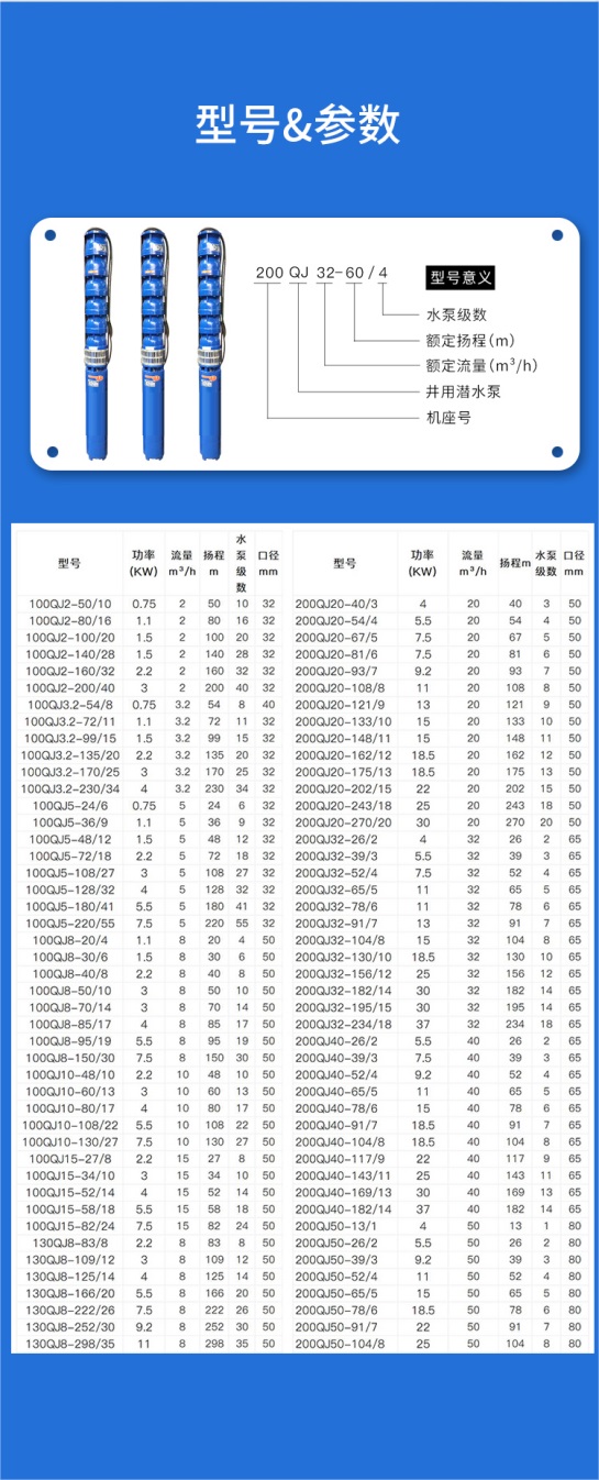 地热井用热水潜水泵/深井泵175QJ