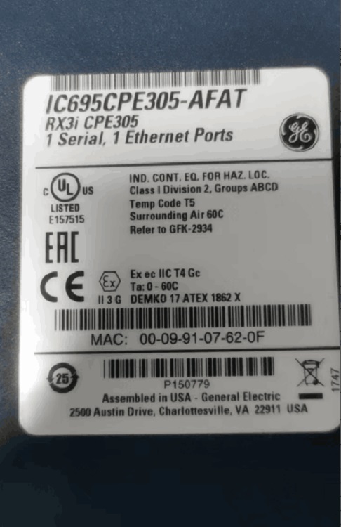 美国GE PLC控制器模块IC695CPE305-AFAT