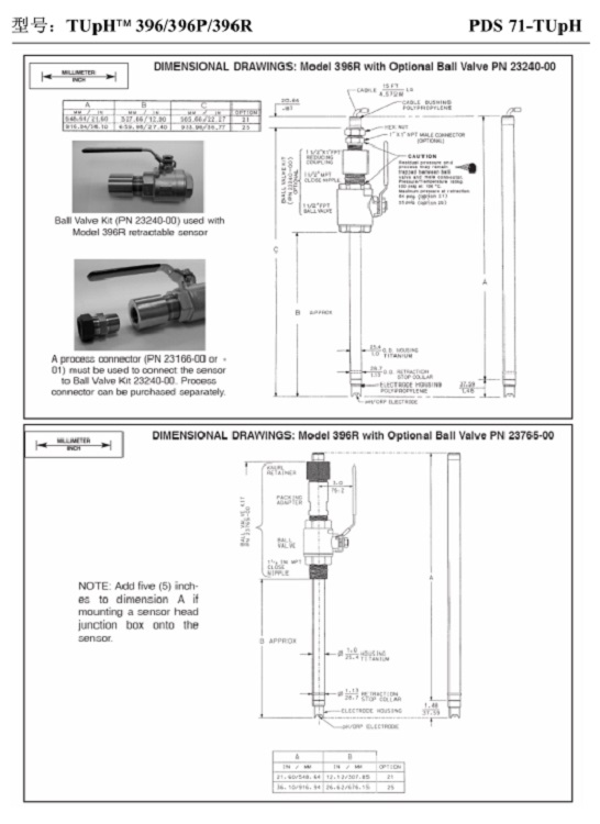 羅斯蒙特PH電極/PH計396R-10-21-54 